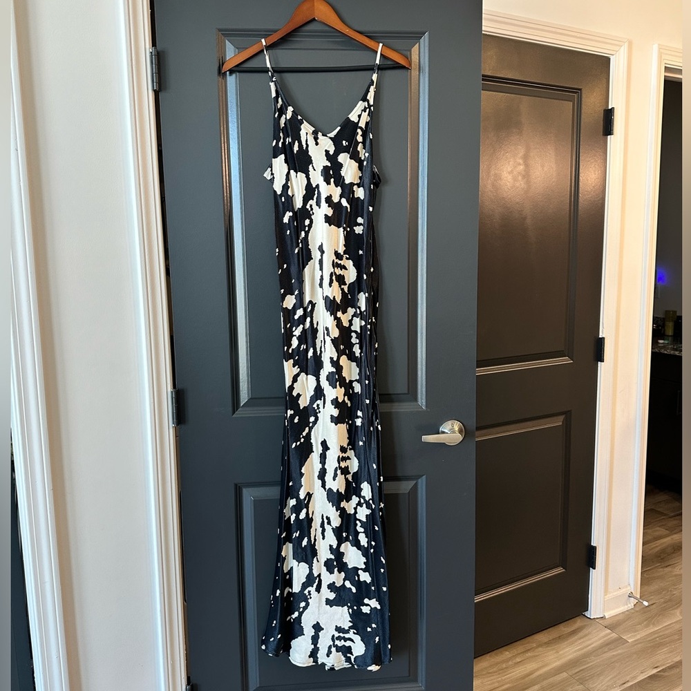 Anthropologie Conditions Apply, Cow Print maxi slip dress